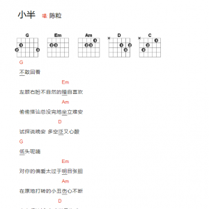 陈粒《小半》小半吉他谱  吉他和弦弹唱谱