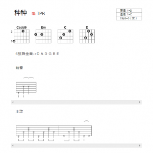 陈粒《种种》种种C调吉他谱 吉他和弦弹唱谱