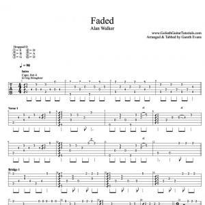 《Faded》Faded吉他指弹谱,教学参考视频