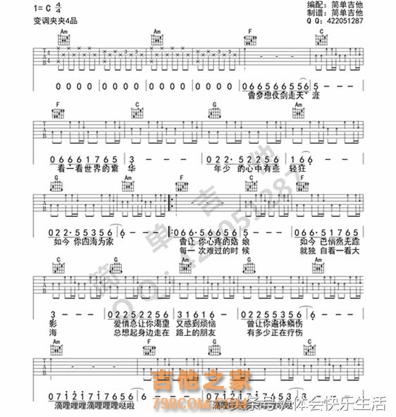 励志！曾梦想仗剑走天涯，看一看世界的繁华—“曾经的你”吉他谱