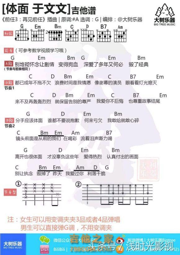 电影前任3插曲《体面》吉他谱