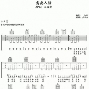 王力宏《需要人陪》需要人陪吉他谱