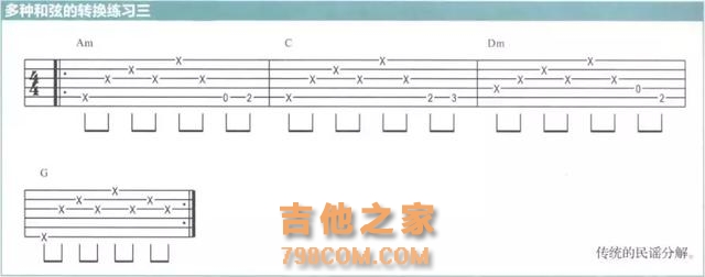 吉他教学|五个和弦连接的风味小练习，第一条是西域风情