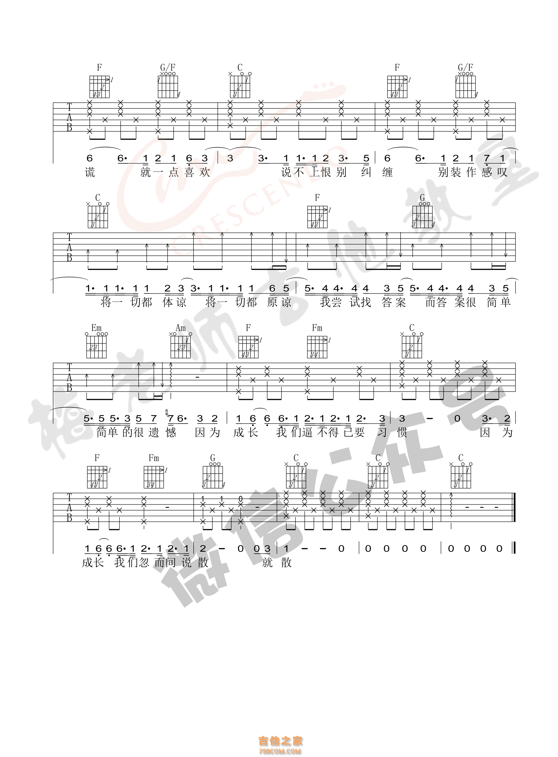 说散就散吉他谱 袁娅维 C调梅老师吉他教室版