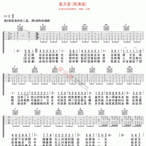 汪峰《春天里》春天里(高清版)吉他谱