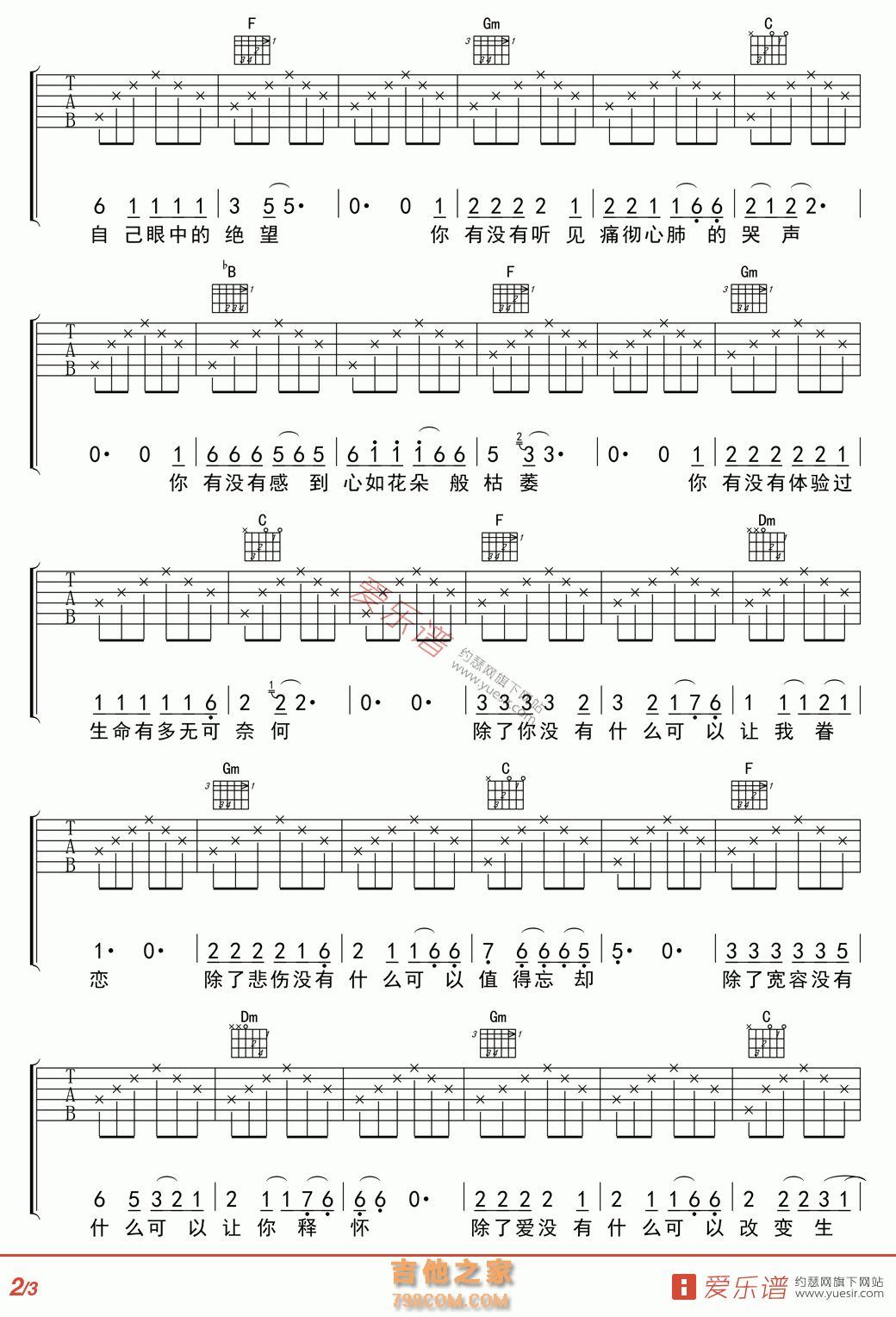 硬币吉他谱_汪峰_C调弹唱75%专辑版 - 吉他世界