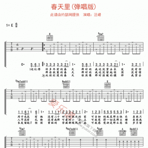 汪峰《春天里》春天里(弹唱版)吉他谱