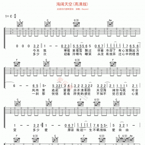 《海阔天空》海阔天空吉他谱 C调吉他谱