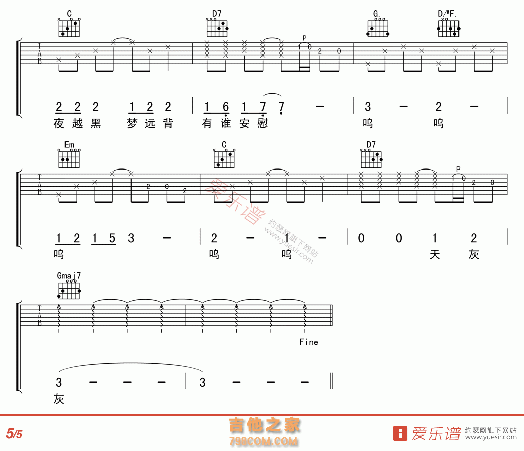 世界末日(高清版) - 民谣吉他谱 吉他谱 吉他六线谱