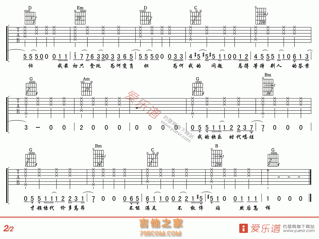 然后怎样(高清版) - 民谣吉他谱 吉他谱 吉他六线谱