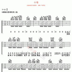 陈奕迅《十年》十年吉他谱