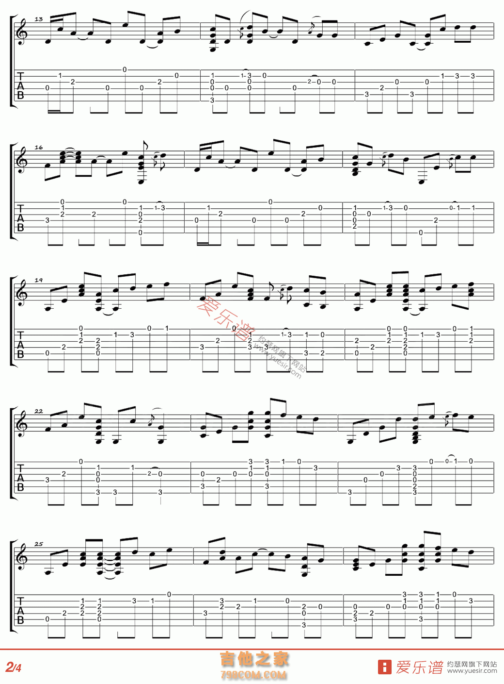 Right here waiting(此情可待) - 民谣吉他谱 吉他谱 吉他六线谱