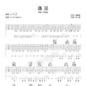 孙燕姿《遇见》遇见吉他谱+吉他弹唱教学