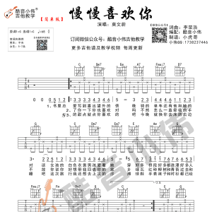莫文蔚《慢慢喜欢你》慢慢喜欢你吉他谱  C调简单版 酷音小伟吉他 ...