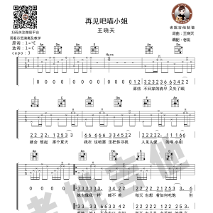 王晓天《再见吧喵小姐》再见吧喵小姐吉他谱  C调老姚吉他版 ...