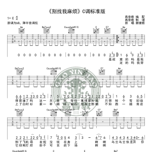 蔡健雅《别找我麻烦》别找我麻烦吉他谱  C调高音教编配版