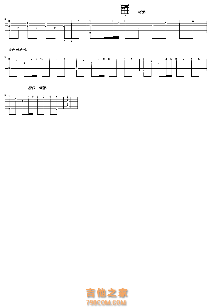 理查德克莱德曼《秋日的私语》指弹独奏吉他谱六线谱