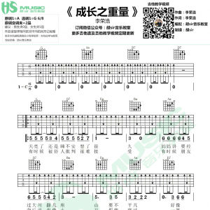 李荣浩《成长之重量》成长之重量吉他谱  G调【胡sir音乐教室】 ...