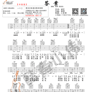 杨坤/郭采洁《答案》答案吉他谱  酷音小伟吉他教学版