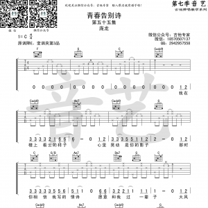 庞龙《青春告别诗》青春告别诗吉他谱  C调原版编配（音艺乐器） ...