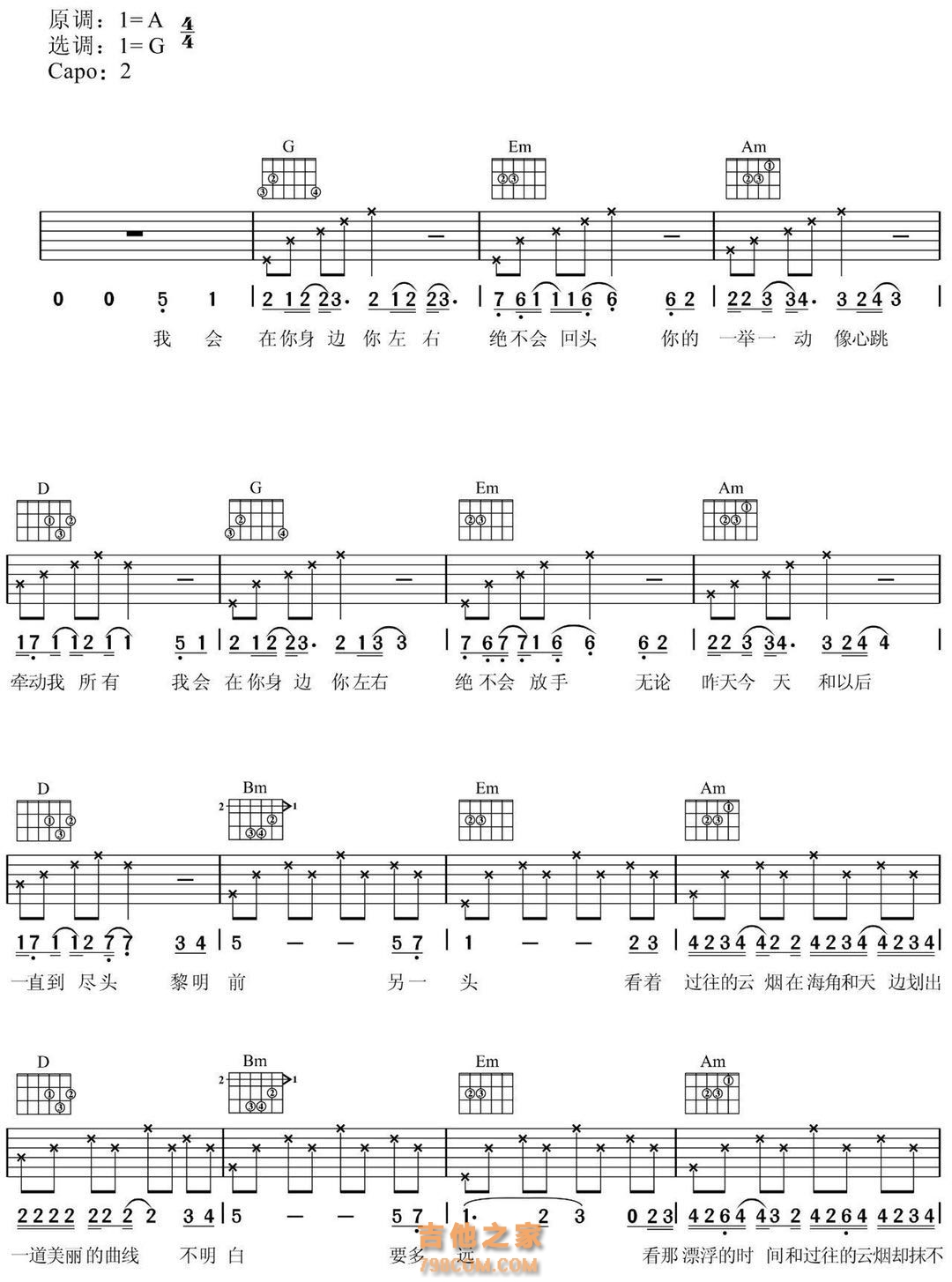 《夏洛特烦恼》吉他简谱 - C调初级谱子 - 金志文歌曲和弦谱(弹唱谱) - 吉他简谱