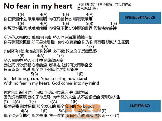 ∎谱子∎《No Fear In My Heart》朴树三个和弦感人巨作，有讲究