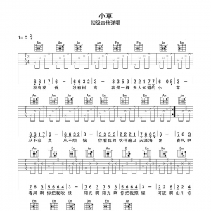 小草吉他谱 《小草》初级C调吉他弹唱