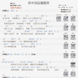 柴米油盐酱醋茶吉他谱 王力宏《柴米油盐酱醋茶》TXT吉他谱