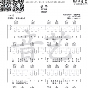 鸽子吉他谱 徐秉龙《鸽子》六线谱 音艺制谱