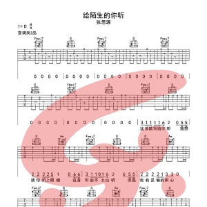 张思源给陌生的你听吉他谱及教学视频 乐事乐器