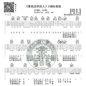 《像我这样的人》吉他谱C调标准版吉他弹唱教学 毛不易 高音教 ... ...