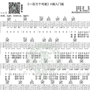 《一百万个可能》吉他谱C调入门高清版 克丽丝汀 高音教编配 ...