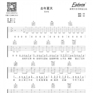 王大毛去年夏天吉他谱及教学视频[61]爱德文吉他