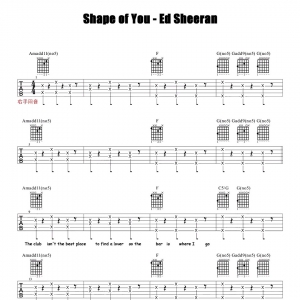 热门弹唱《shape of you》吉他谱