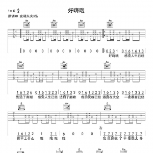 [抖音神曲]《好嗨哦》好嗨哦吉他谱 好嗨哦C调吉他弹唱谱