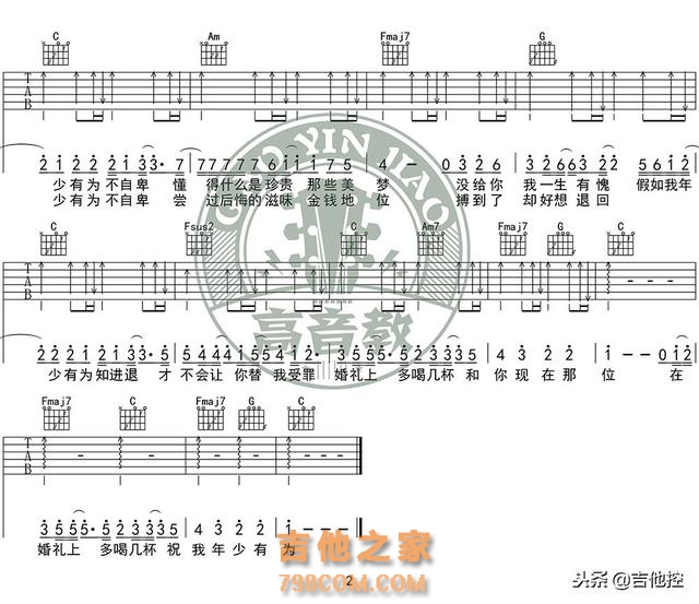 《年少有为》李荣浩新歌 原版吉他谱