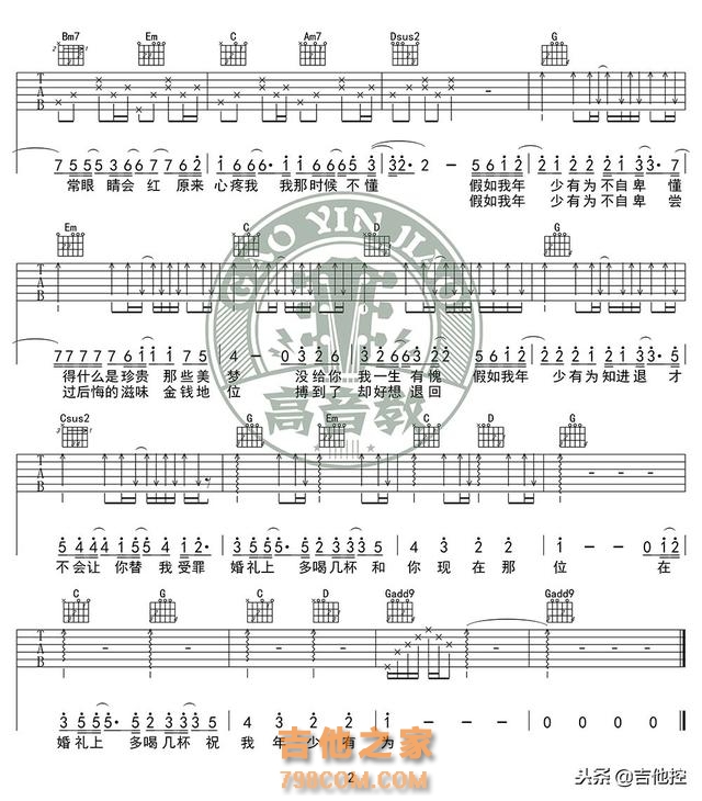 《年少有为》李荣浩新歌 原版吉他谱