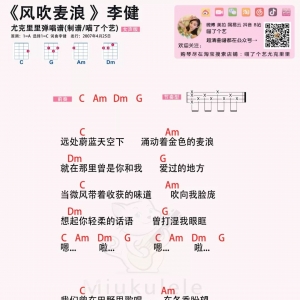 4个和弦搞定，李健《风吹麦浪》吉他谱及尤克里里谱