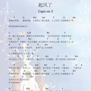 吉他曲谱|吴青峰《起风了》逆着光行走 任风吹雨打