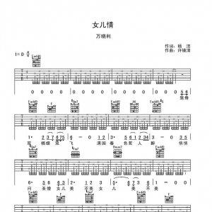 【女儿情吉他谱】万晓利《女儿情》D调原版吉他谱 西游记插曲 ...