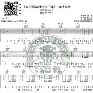 陈雪凝《你的酒馆对我打了烊》C调吉他谱及弹唱教学视频