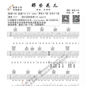 【那些花儿吉他谱】范玮琪《那些花儿》吉他谱及教学视频 酷音小伟吉他 ...