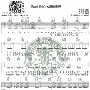 《这就是命》吉他谱G调精华版 黄渤 高音教编配