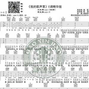 《我的歌声里》吉他谱C调精华版 曲婉婷 高音教编配
