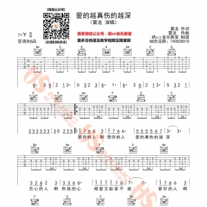 雷龙《爱的越真伤的越深》F调吉他谱 胡sir音乐