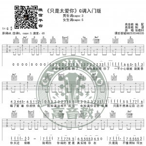 《只是太爱你》吉他谱G调入门版 张敬轩 高音教编配