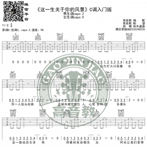 《这一生关于你的风景》吉他谱C调入门版 猴哥吉他教学 高音教编配 ...