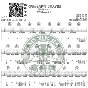 李建《贝加尔湖畔》吉他谱C调入门版 猴哥吉他教学 高音教编配 ...