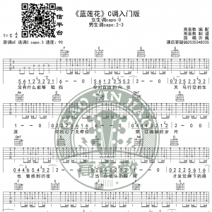许巍《蓝莲花》吉他谱C调入门版 猴哥吉他教学 高音教编配