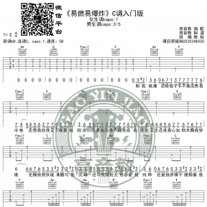 陈粒《易燃易爆炸》吉他谱C调入门版 猴哥吉他教学 高音教编配 ...